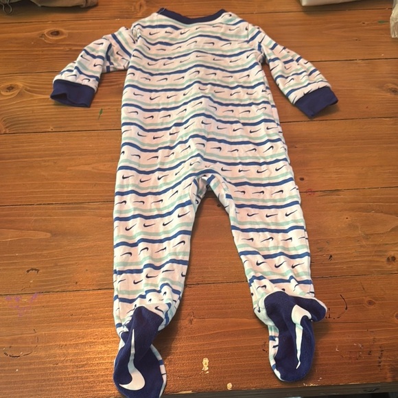 Nike Blue and White Footies One Piece with Full-Length Zipper 9m - Picture 3 of 3
